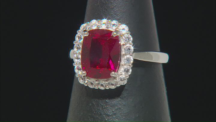 Lab Created Ruby Rhodium Over Sterling Silver Ring 4.01ctw Video Thumbnail