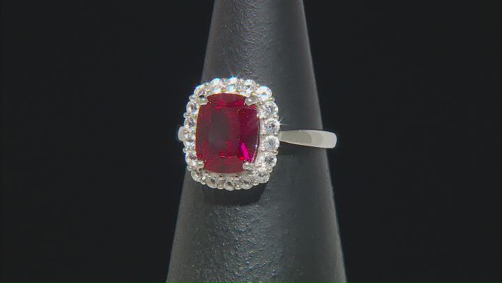 Lab Created Ruby Rhodium Over Sterling Silver Ring 4.01ctw Video Thumbnail