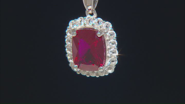 Lab Created Ruby Rhodium Over Sterling Silver Pendant with Chain 4.01ctw Video Thumbnail
