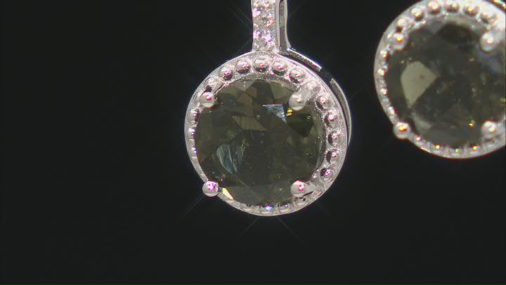 Green Moldavite Rhodium Over Sterling Silver Earrings 1.89ctw Video Thumbnail