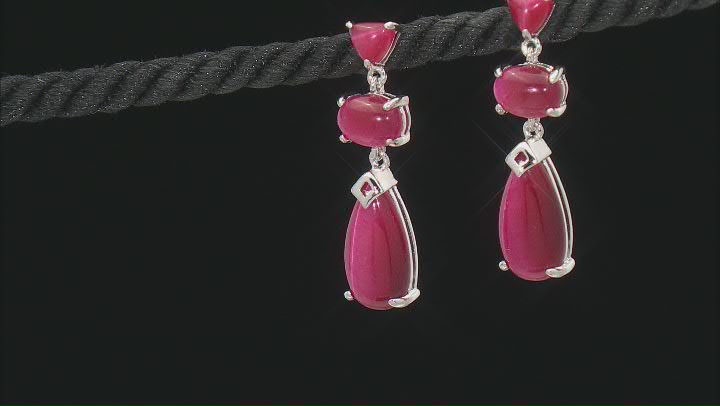 Pink Tiger's Eye Rhodium Over Sterling Silver Earrings Video Thumbnail