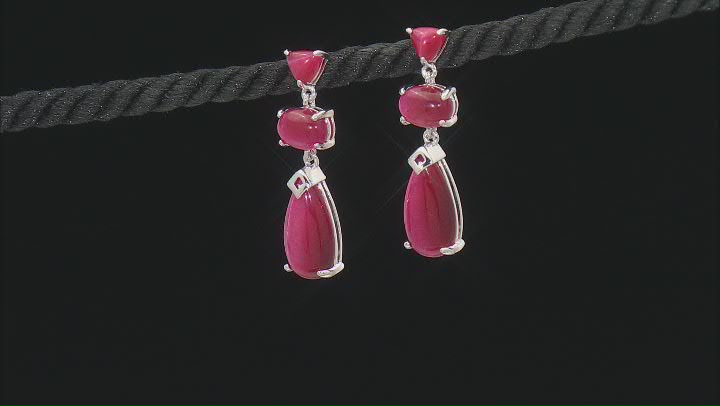 Pink Tiger's Eye Rhodium Over Sterling Silver Earrings Video Thumbnail