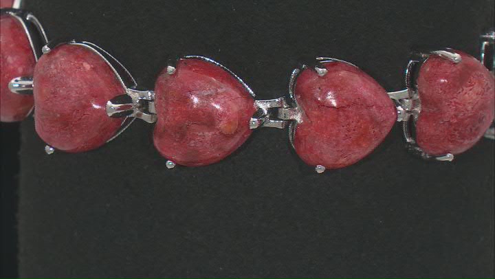 Red Coral Rhodium Over Sterling Silver Bracelet Video Thumbnail