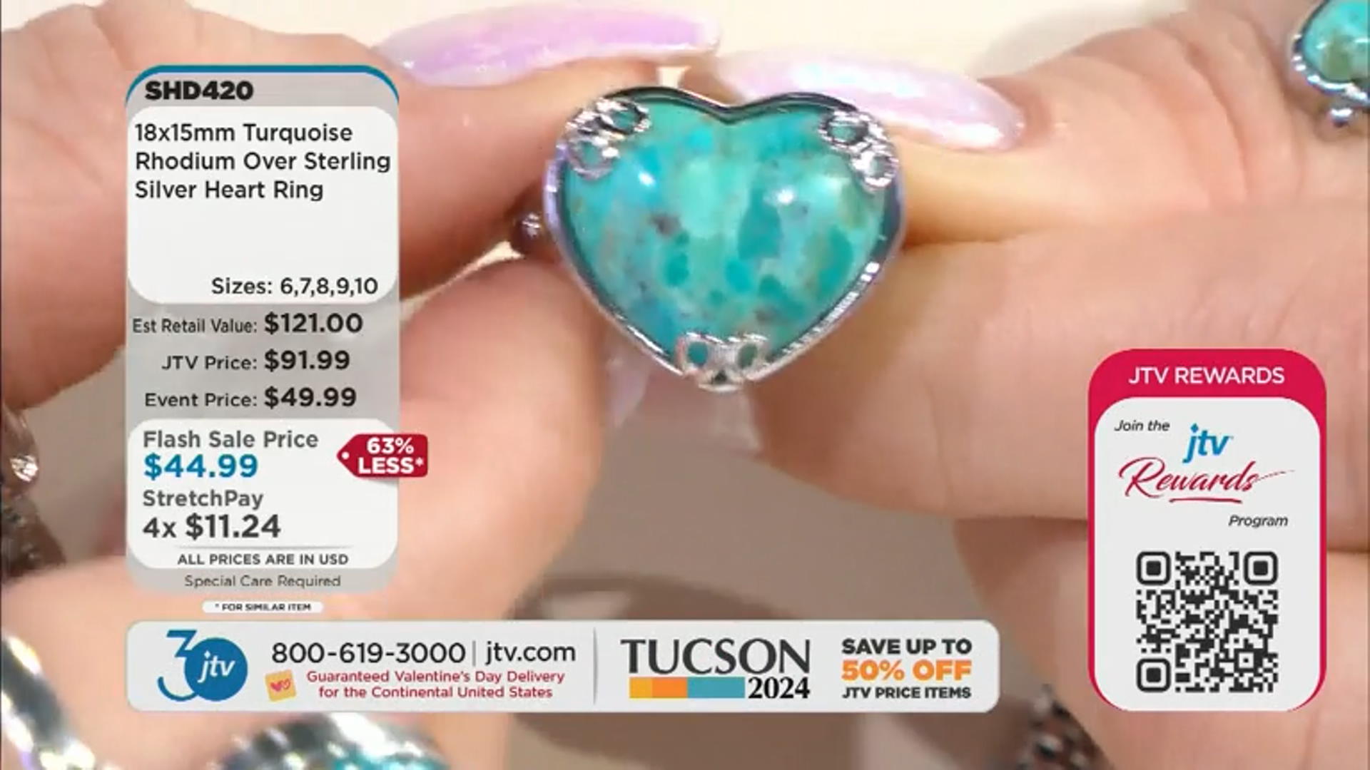 Blue Composite Turquoise Rhodium Over Sterling Silver Heart Ring Video Thumbnail
