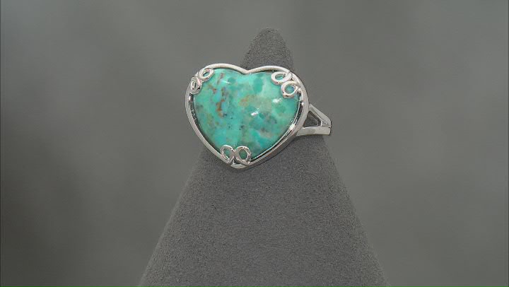 Blue Composite Turquoise Rhodium Over Sterling Silver Heart Ring Video Thumbnail
