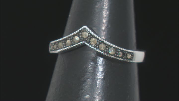 Gray Marcasite, Black Rhodium Over Sterling Silver Ring 0.25ctw Video Thumbnail