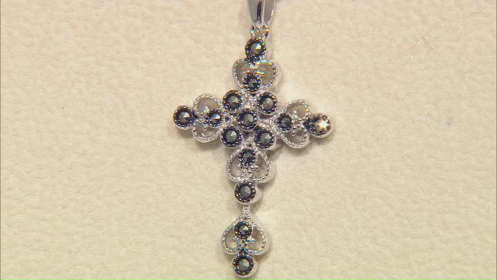 Gray Marcasite Black Rhodium Over Sterling Silver Pendant with Chain 0.32ctw Video Thumbnail