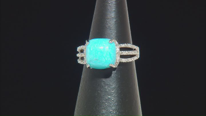 Blue Kingman Turquoise Rhodium Over Sterling Silver Ring Video Thumbnail