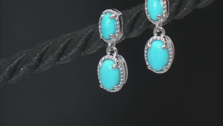 Blue Sleeping Beauty Turquoise Rhodium Over Sterling Silver Earrings Video Thumbnail