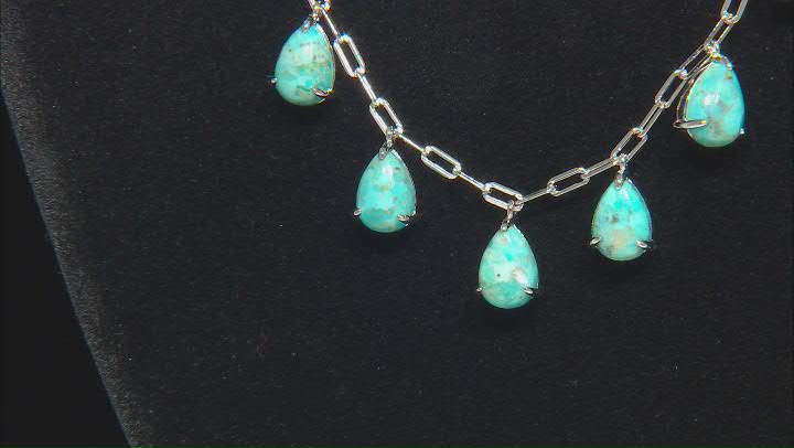 Blue Composite Turquoise Rhodium Over Sterling Silver Necklace Video Thumbnail