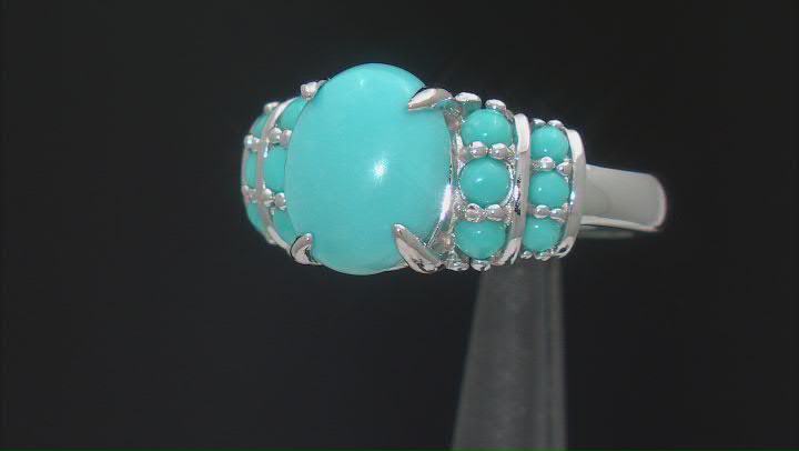 Sleeping Beauty Turquoise Rhodium Over Sterling Silver Ring Video Thumbnail