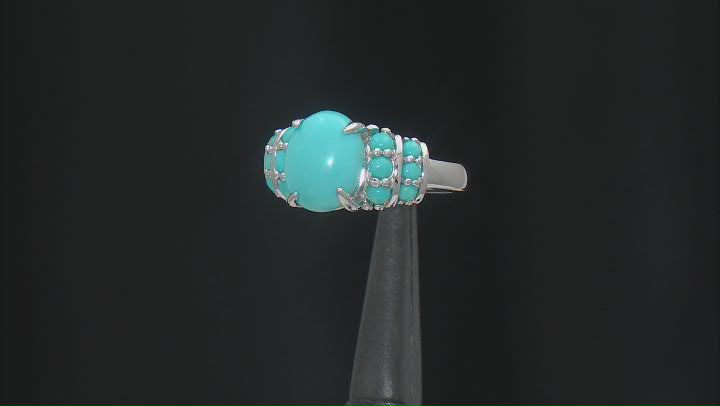 Sleeping Beauty Turquoise Rhodium Over Sterling Silver Ring Video Thumbnail