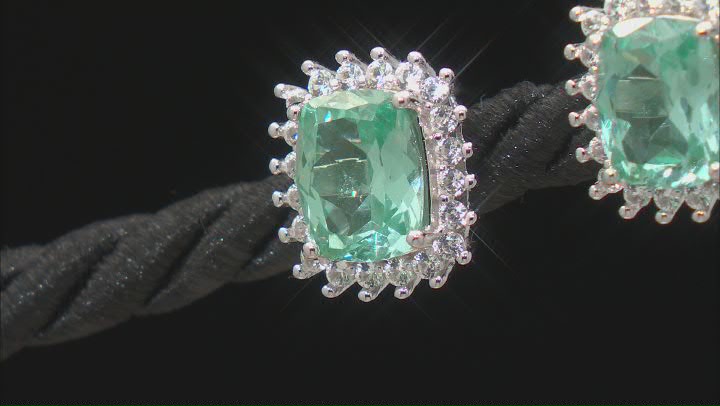 Green Lab Created Spinel Rhodium Over Sterling Silver Earrings 4.25ctw Video Thumbnail
