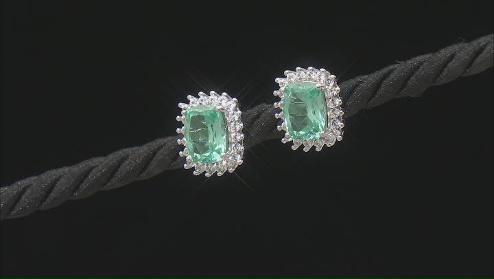 Green Lab Created Spinel Rhodium Over Sterling Silver Earrings 4.25ctw Video Thumbnail