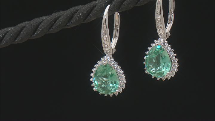 Green Lab Created Spinel Rhodium Over Sterling Silver Earrings 6.22ctw Video Thumbnail