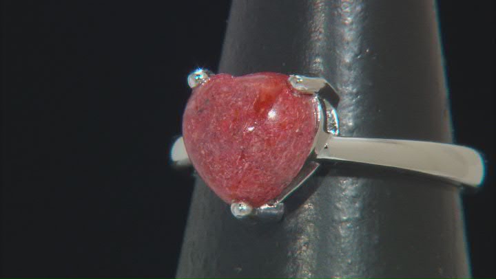 Red Coral Rhodium Over Sterling Silver Ring Video Thumbnail