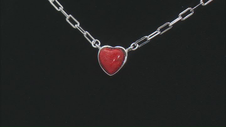 Red Coral Rhodium Over Sterling Silver Necklace Video Thumbnail