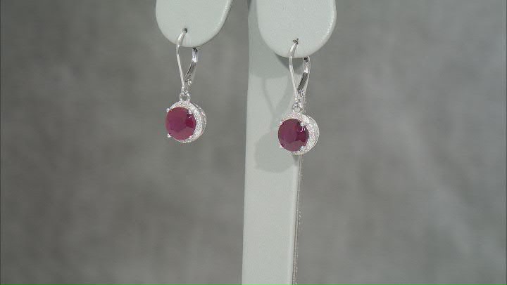 Red Mahaleo® Ruby Rhodium Over Sterling Silver Earrings 5.14ctw Video Thumbnail