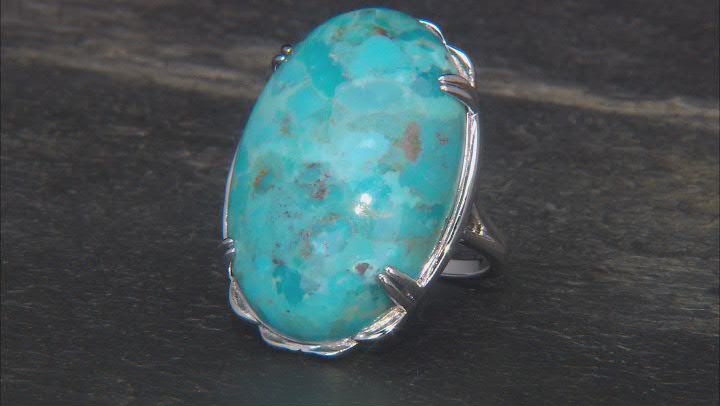 Blue Composite Turquoise Rhodium Over Sterling Silver Ring Video Thumbnail