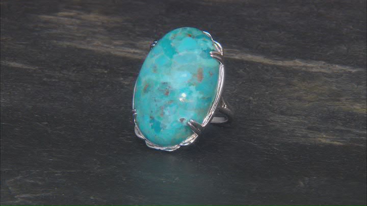 Blue Composite Turquoise Rhodium Over Sterling Silver Ring Video Thumbnail