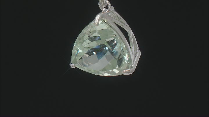 Green Trillion Prasiolite Rhodium Over Sterling Silver Pendant with Chain 7.23ct Video Thumbnail