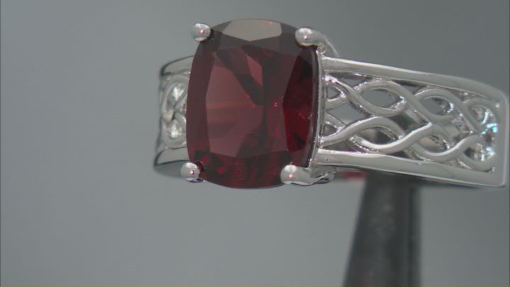Red Garnet Rhodium Over Sterling Silver Ring 3.00ctw Video Thumbnail