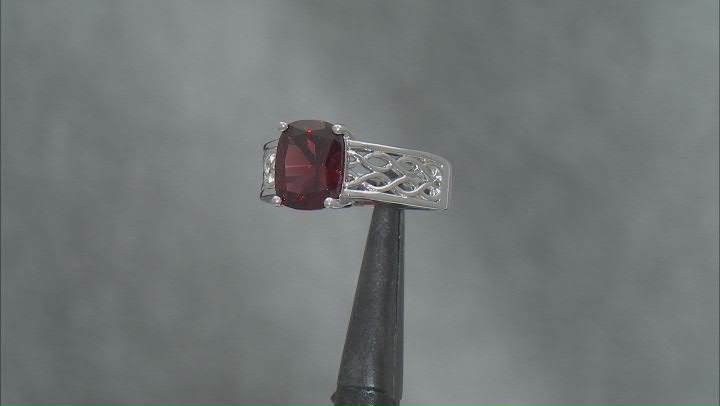 Red Garnet Rhodium Over Sterling Silver Ring 3.00ctw Video Thumbnail