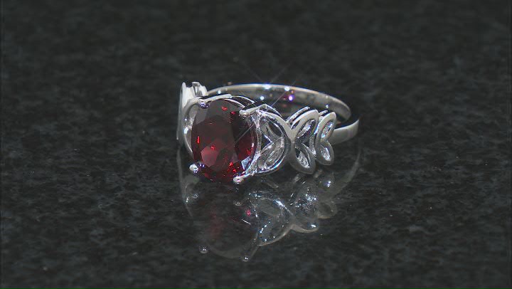 Red Vermelho Garnet™ Rhodium Over Sterling Silver Ring 1.96ctw Video Thumbnail