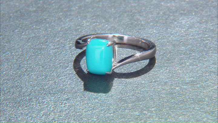 Blue Sleeping Beauty Turquoise Rhodium Over Sterling Silver Ring Video Thumbnail