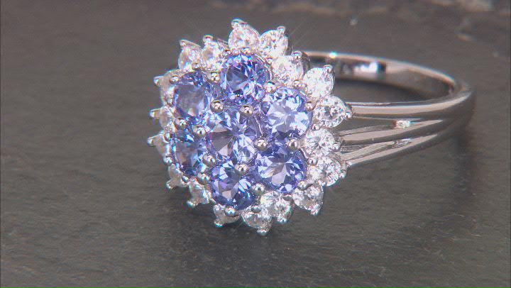 Blue Tanzanite Rhodium Over Sterling Silver Ring 1.84ctw Video Thumbnail