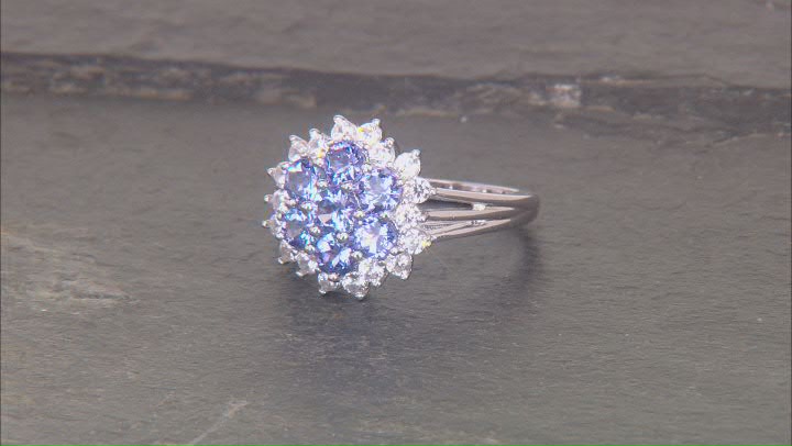 Blue Tanzanite Rhodium Over Sterling Silver Ring 1.84ctw Video Thumbnail