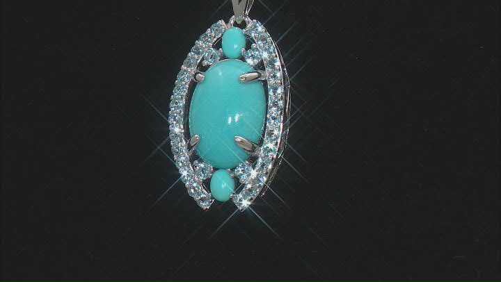Blue Sleeping Beauty Turquoise Rhodium Over Sterling Silver Pendant With Chain 0.91ctw Video Thumbnail