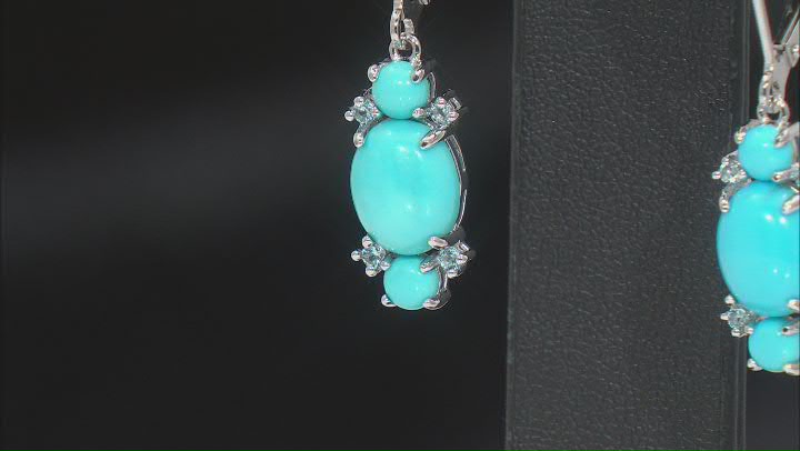 Blue Sleeping Beauty Turquoise Rhodium Over Sterling Silver Earrings 0.20ctw Video Thumbnail