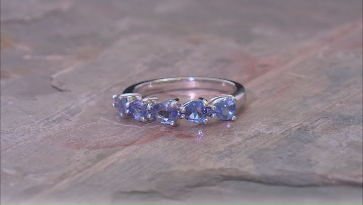 Blue Tanzanite Rhodium Over Sterling Silver Ring 1.28ctw Video Thumbnail