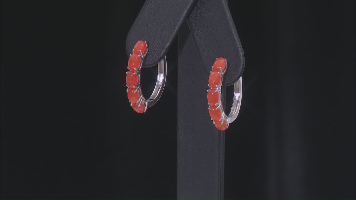 Orange Jadeite Rhodium Over Sterling Silver Hoop Earrings Video Thumbnail