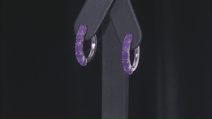 Purple Jadeite Rhodium Over Sterling Silver Hoop Earrings Video Thumbnail