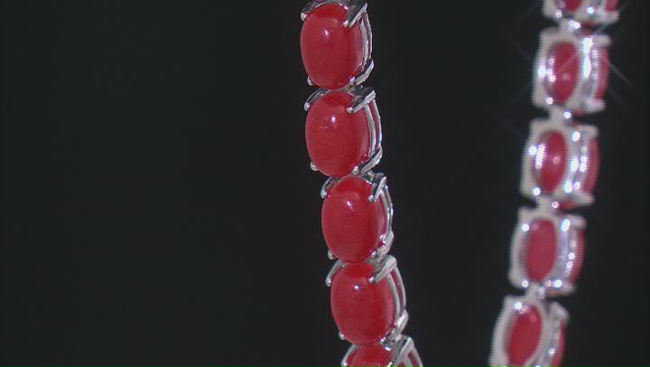 Red Jadeite Rhodium Over Sterling Silver Bracelet Video Thumbnail