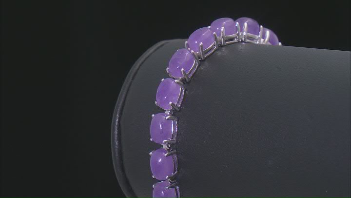 Purple Jadeite Rhodium Over Sterling Silver Bracelet Video Thumbnail