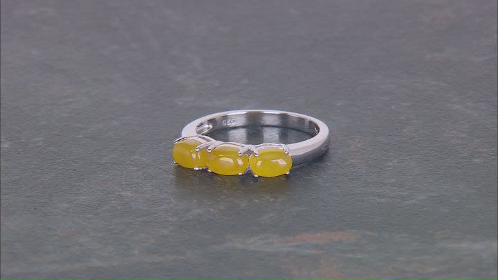 Yellow Jadeite Rhodium Over Sterling Silver Ring Video Thumbnail