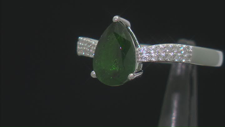 Green Chrome Diopside Rhodium Over Sterling Silver Ring 1.26ctw Video Thumbnail