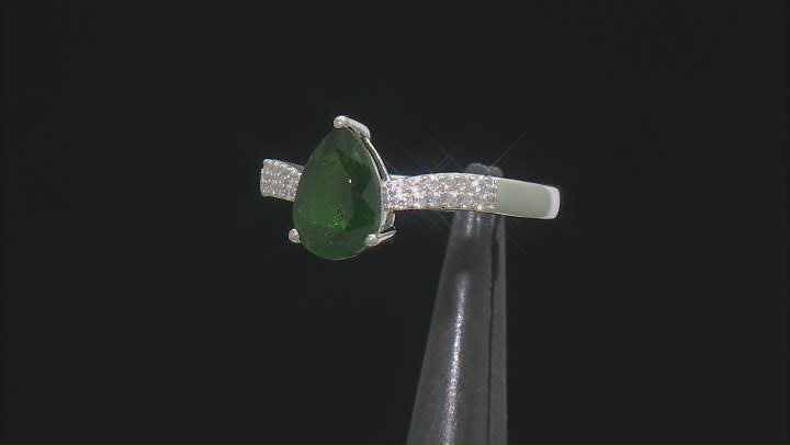 Green Chrome Diopside Rhodium Over Sterling Silver Ring 1.26ctw Video Thumbnail