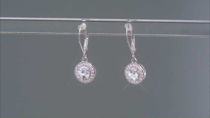 White Zircon Rhodium Over Sterling Silver Earrings 1.25ctw Video Thumbnail