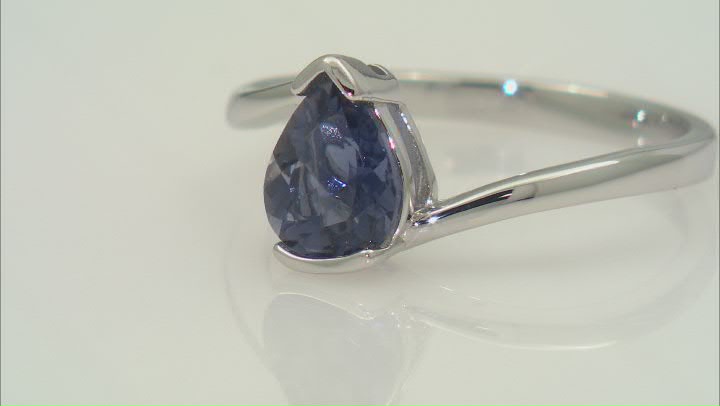 Blue Iolite Rhodium Over Sterling Silver Ring 0.70ctw Video Thumbnail