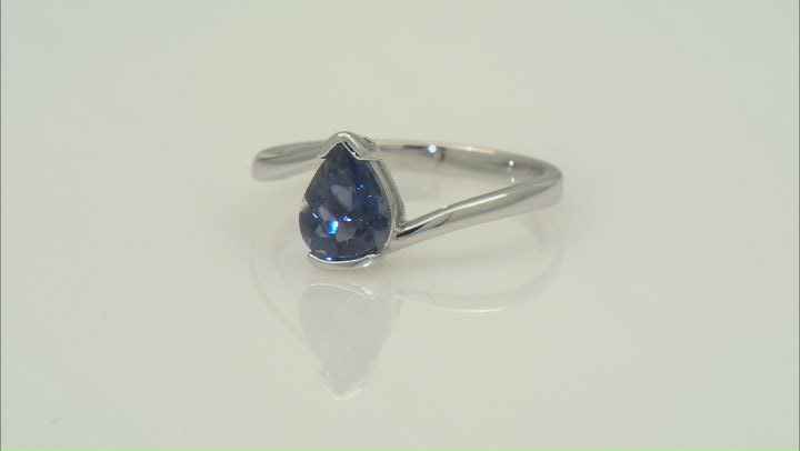 Blue Iolite Rhodium Over Sterling Silver Ring 0.70ctw Video Thumbnail