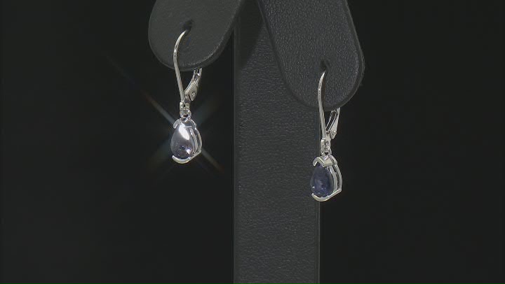 Blue Iolite Rhodium Over Sterling Silver Earrings 0.99ctw Video Thumbnail
