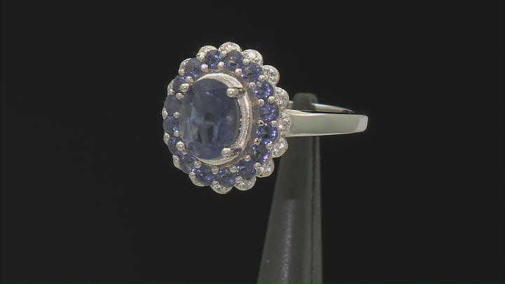 Blue Iolite Rhodium Over Sterling Silver Ring 1.45ctw Video Thumbnail