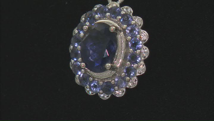 Blue Iolite Rhodium Over Sterling Silver Pendant with Chain 1.45ctw Video Thumbnail