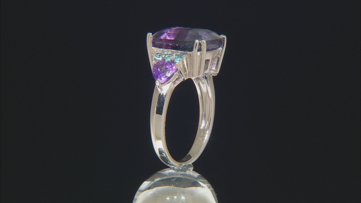 Bi-Color Fluorite Rhodium Over Sterling Silver Ring 7.07ctw Video Thumbnail
