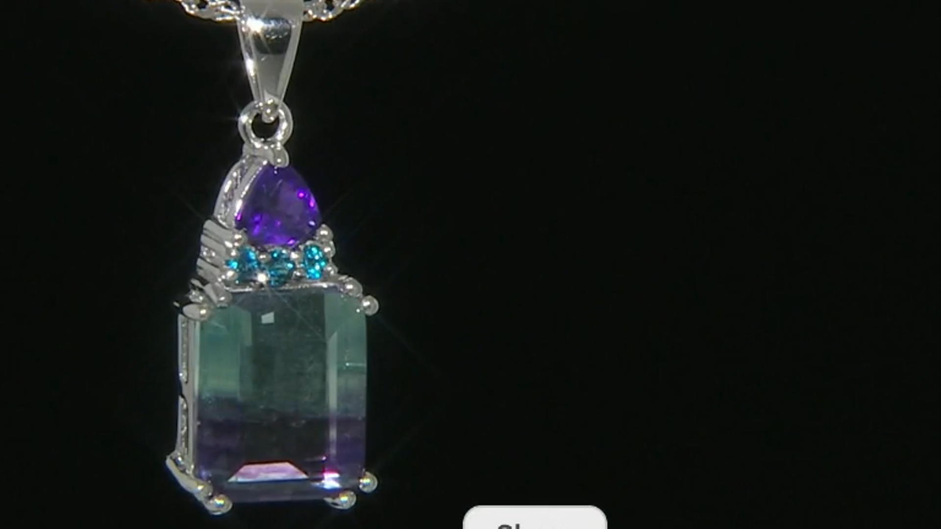 Bi-Color Fluorite Rhodium Over Sterling Silver Pendant with Chain 6.85ctw Video Thumbnail