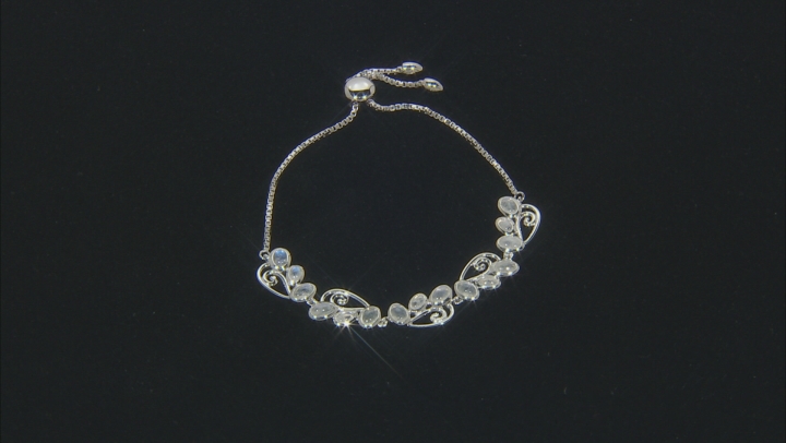 White rainbow moon rhodium over sterling silver adjustable bracelet Video Thumbnail